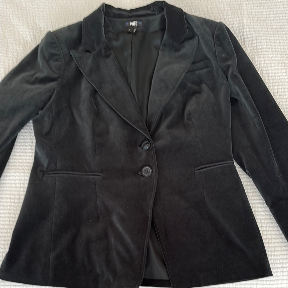 Paige dark green velvet blazer